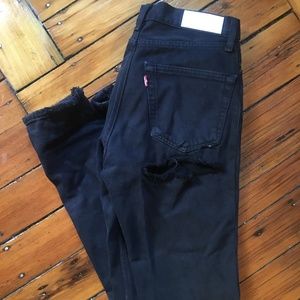 Re/done Levi's, butt rip black jeans